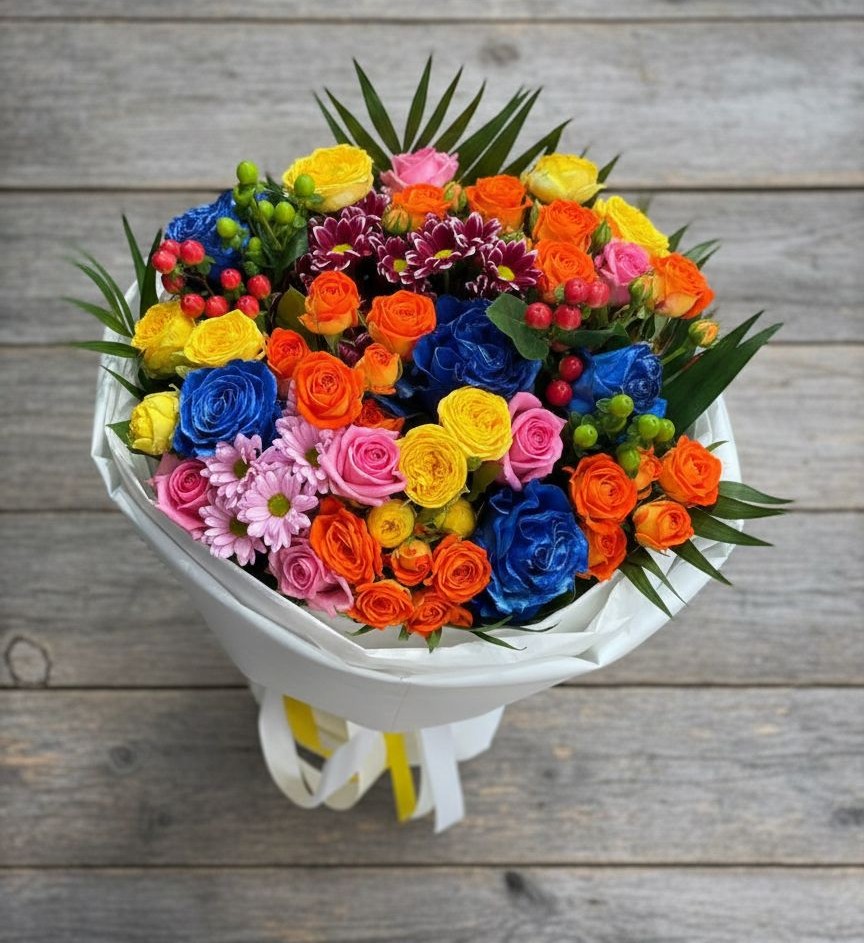 Букет цветов из: Розы и Хризантемы в Павловске Воронежской области