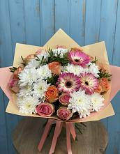 Букет цветов из:  Розы, Герберы и Хризантемы в Павловске Воронежской области