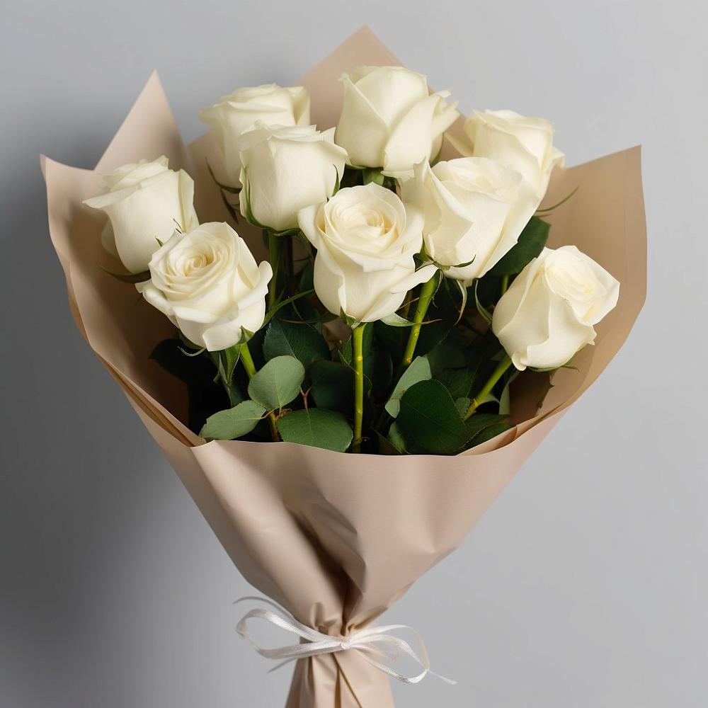 Букет 9 Белых роз Эдлесс Лав в Павловске Воронежской области