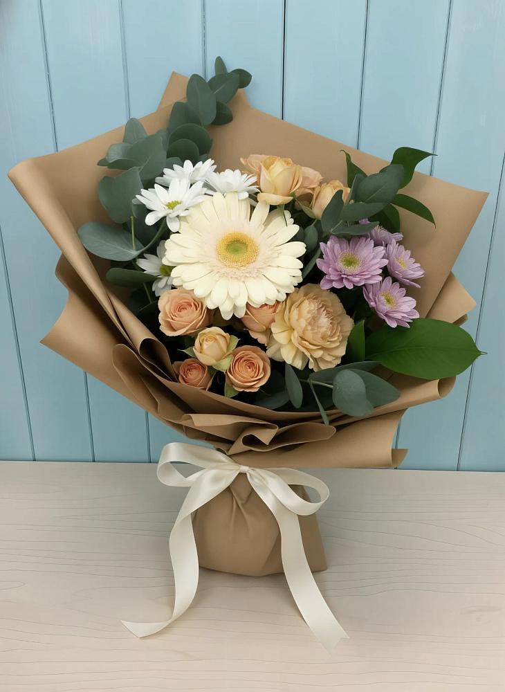 Букет цветов из: Герберы и Хризантемы в Павловске Воронежской области