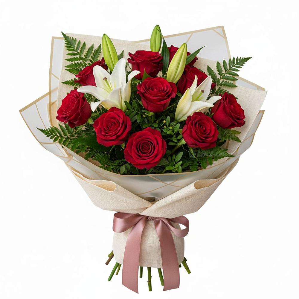 Букет цветов из: Лилии и Розы в Павловске Воронежской области