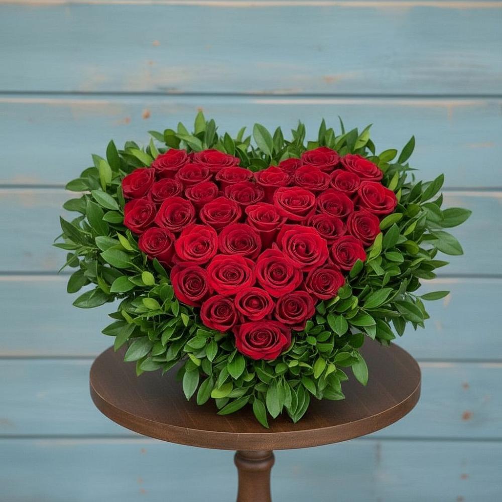 Цветочная композиция из Розы в виде сердца в Павловске Воронежской области