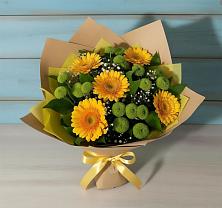 Букет цветов из:  Герберы и Хризантемы в Павловске Воронежской области